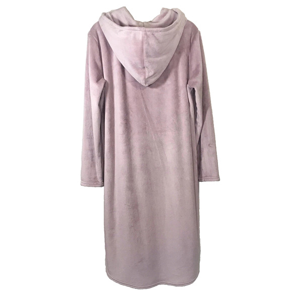 32 Degrees Hooded Lounger Kimono Fleece Velour Lavender Pearl Gown Pocket L/XL - Picture 5 of 10
